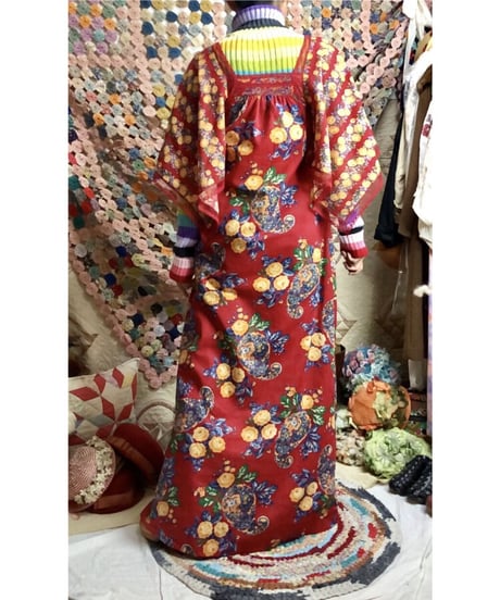 70's flower cotton dress