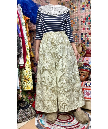 animal jungle super wide leg pants（70s fabric）