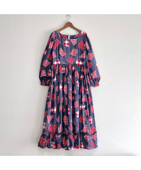 70s patch print dress