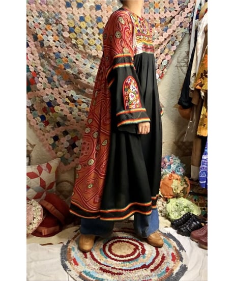 70's mirror work embroidered dress