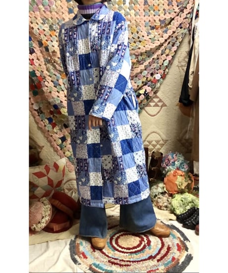 patchwork print quilting coat