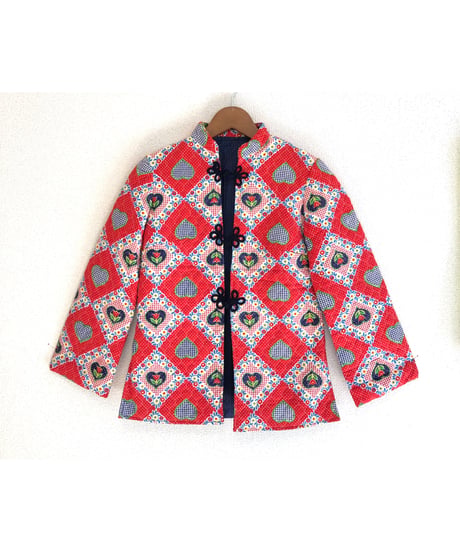 70s heart motif quilting jacket