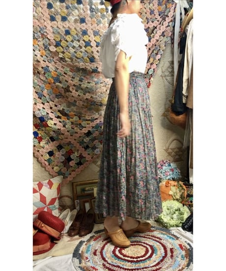 indian cotton skirt green flower