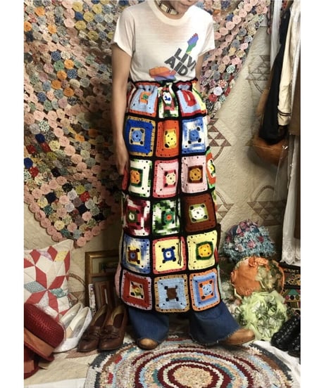 granny square skirt black