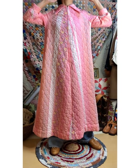 70s quilted flower dress