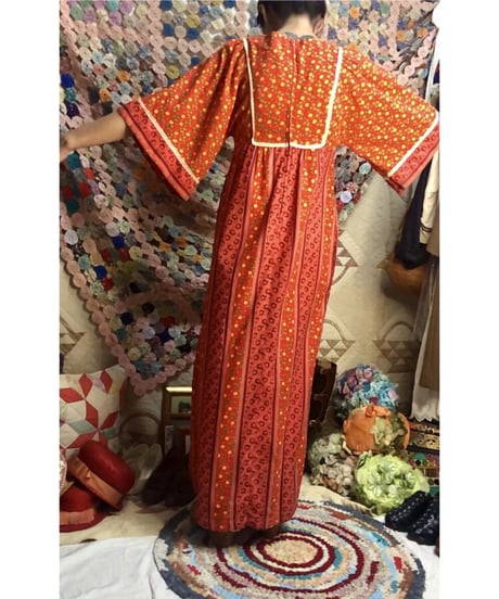 70's flower cotton one-piece