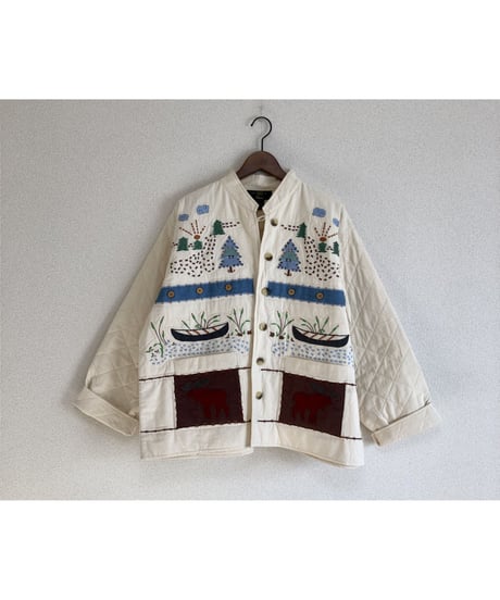 forest motif quilting jacket