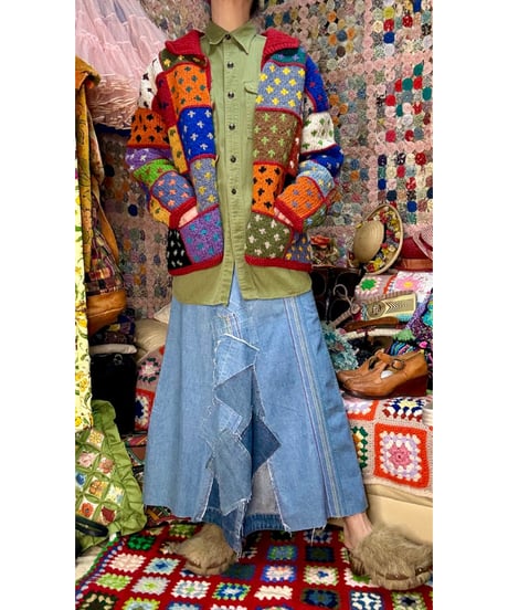 patchwork design ecuador knit cardigan