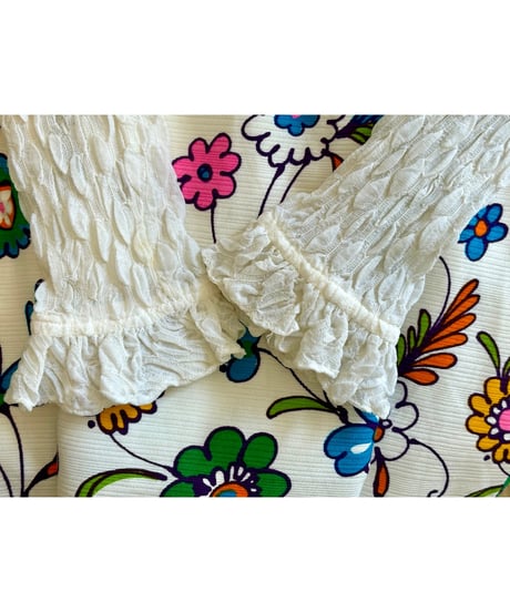 70s flower empire dress