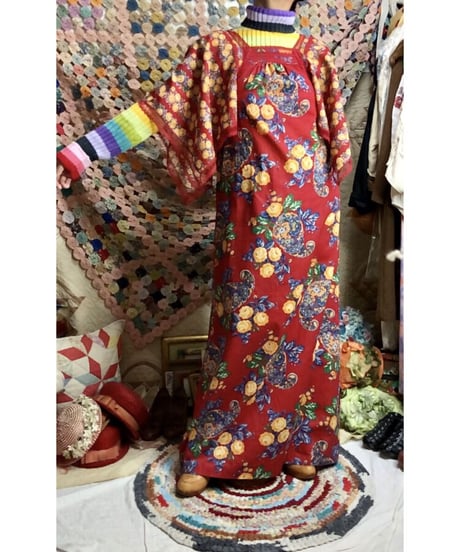70's flower cotton dress