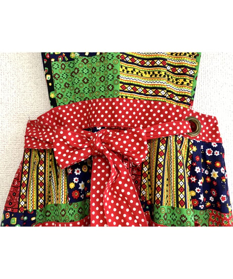patchwork print apron dress