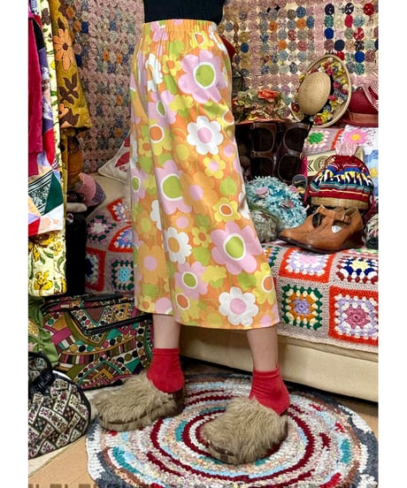 flower print gaucho pants（70s fabric）A