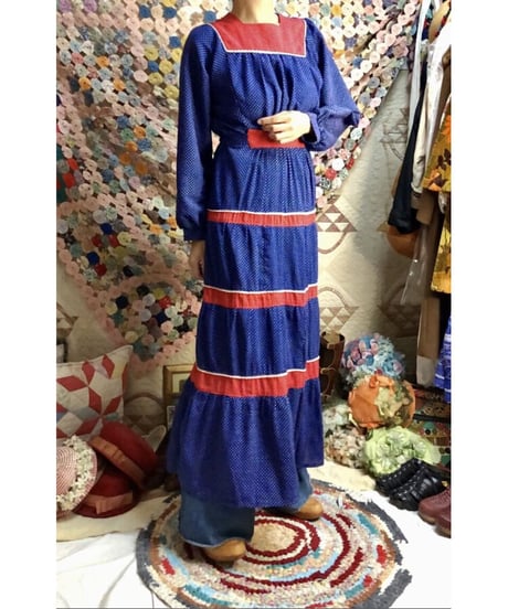 70's polka dots tiered dress