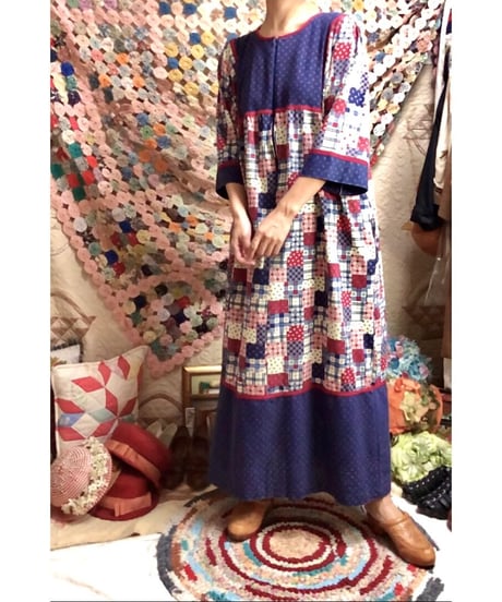 patchwork print dress