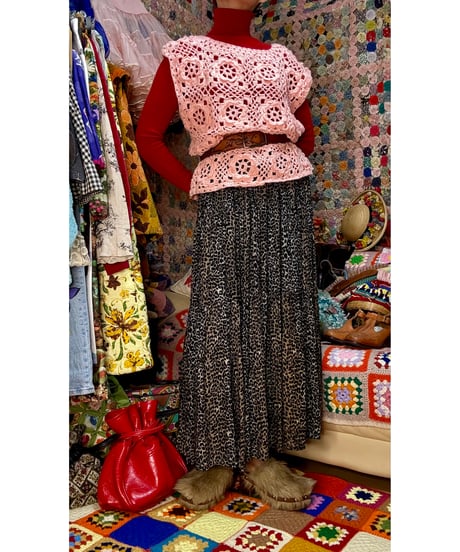 80s leopard tiered skirt