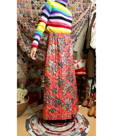 70s quilting flower skirt