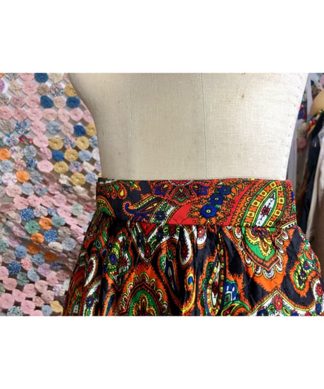 70s paisley quilting skirt