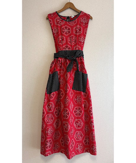 70s design house bandanna print apron dress