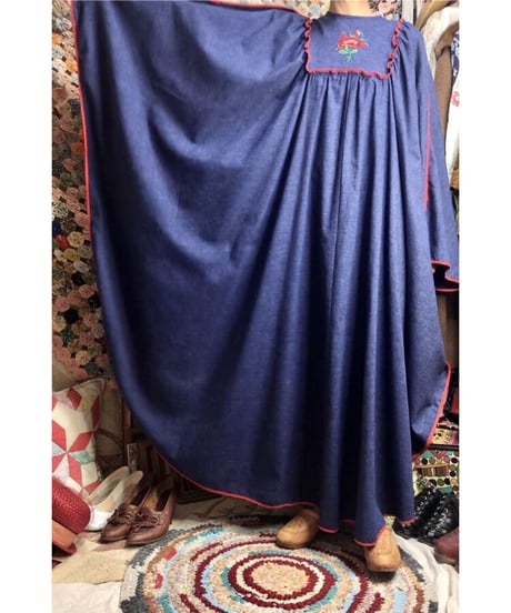 1960-70's hand embroidered kaftan one-piece