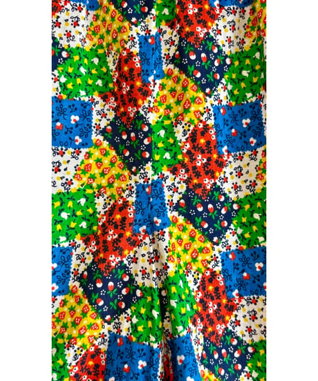 70s patchwork print wide leg pants