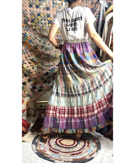 cotton plaid maxi skirt