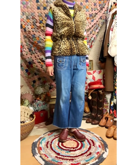 80s faux fur leopard vest