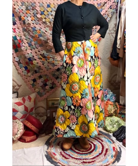 60's flower quilting dress
