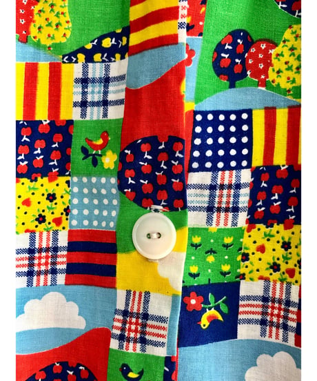 70s patchwork print apron dress