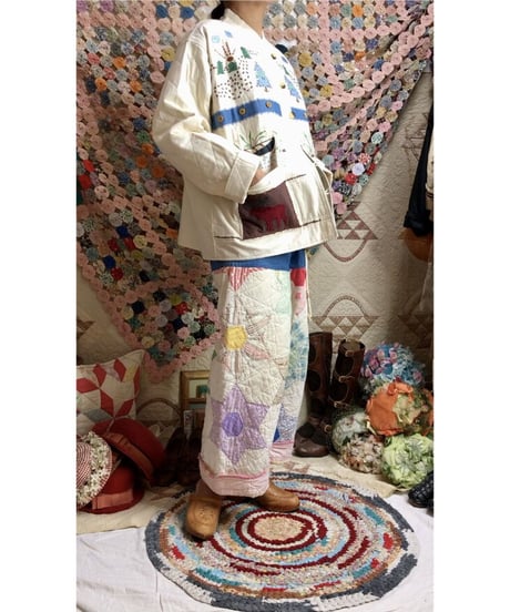 forest motif quilting jacket