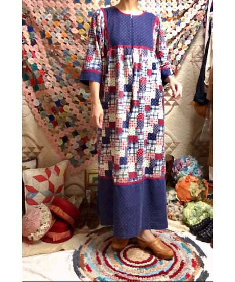 patchwork print dress