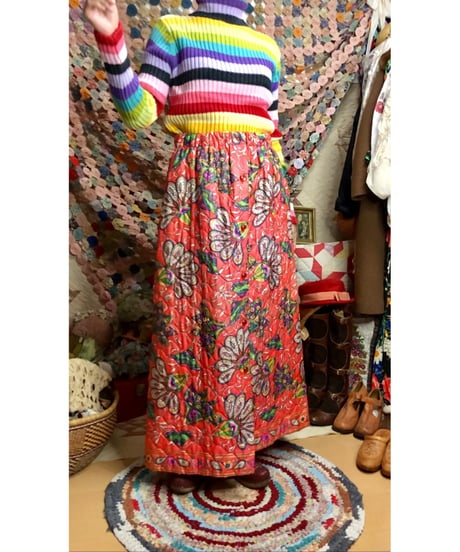 70s quilting flower skirt