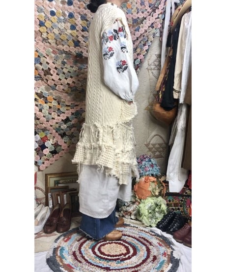original upcycling cable  knit  vest one-piece