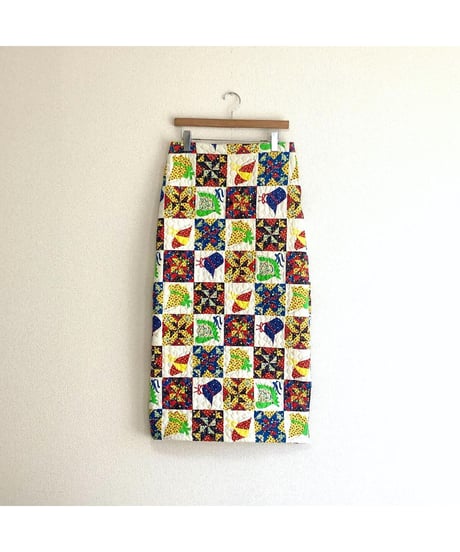 patchwork print quilting skirt