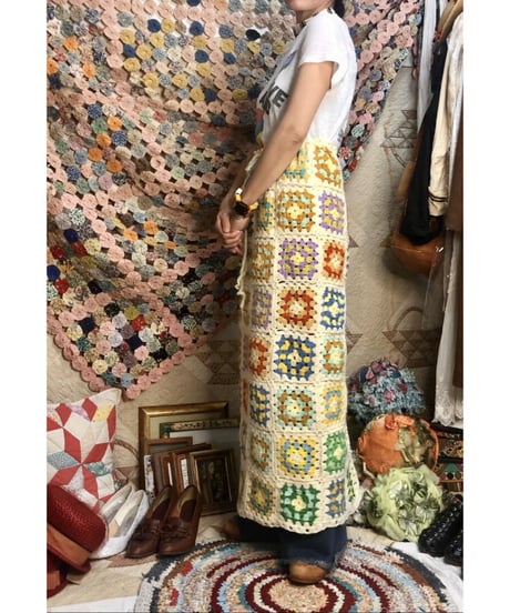 granny square skirt beige