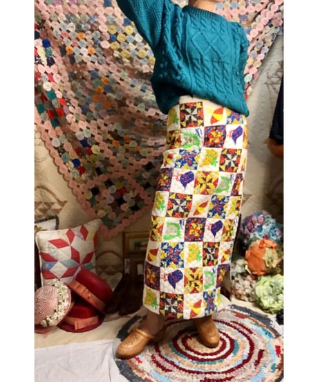 patchwork print quilting skirt