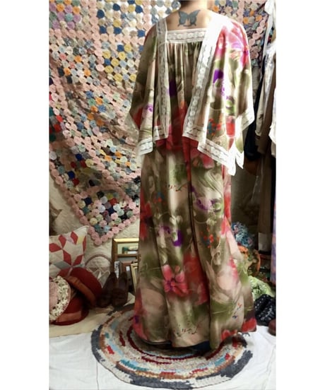 60-70's flower lace dress