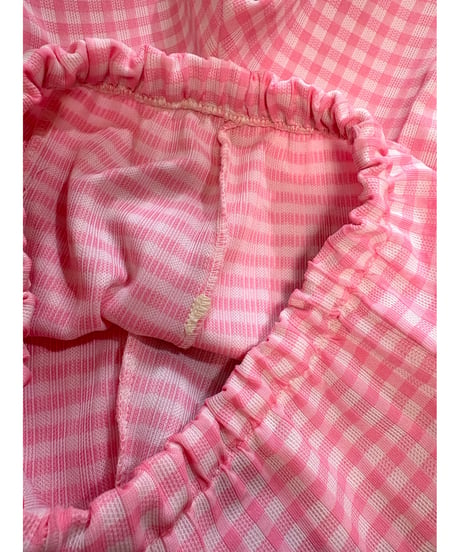 70s gingham polyester 2pc（jacket & pants）