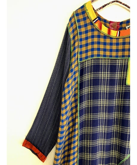 plaid beads rayon dress