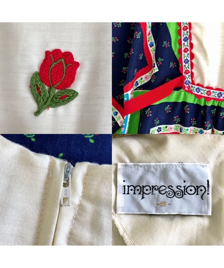 1970's handkerchief motif one-piece