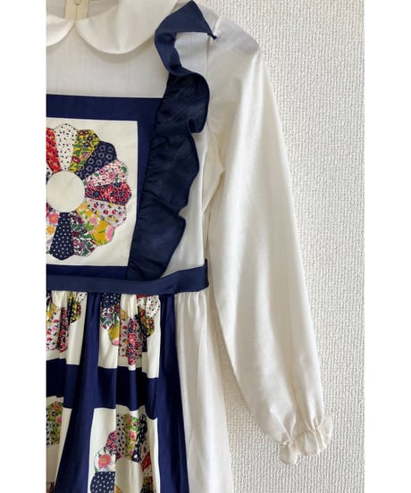 70s patchwork print apron dress
