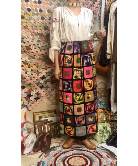 granny square skirt black