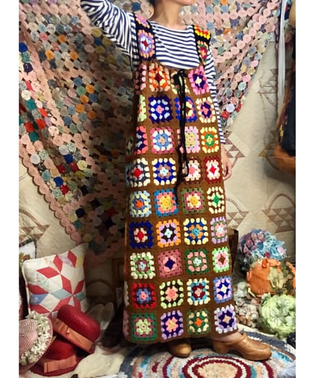 granny square one-piece brown