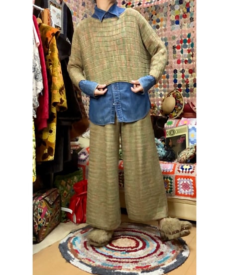 90s cotton knit set up