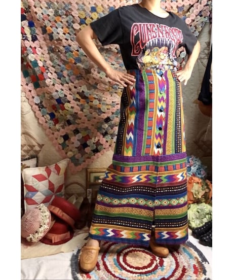 native pattern print maxi skirt