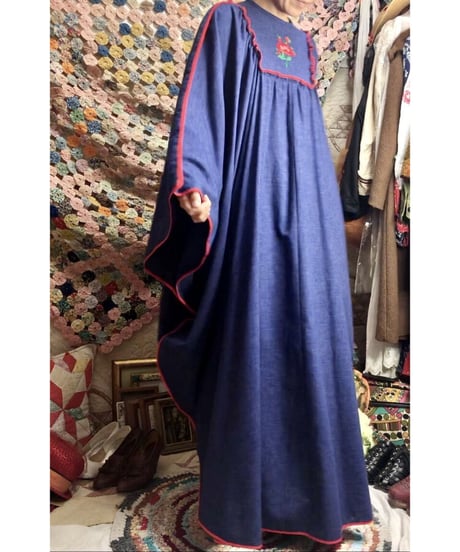 1960-70's hand embroidered kaftan one-piece