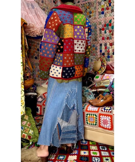 patchwork design ecuador knit cardigan