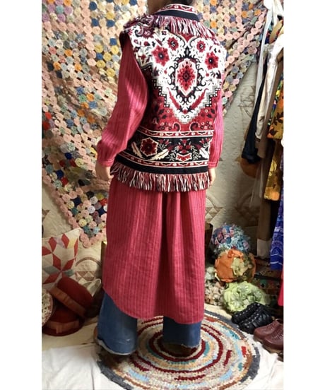 tapestry fringe concho vest