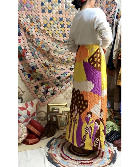 oriental print quilting skirt