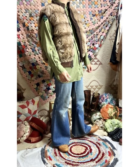 70-80's hansa branta by stearns faux fur down vest