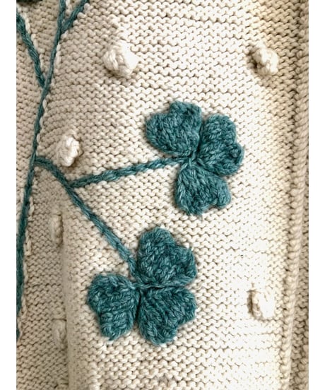 ireland hand knit shamrock motif sweater